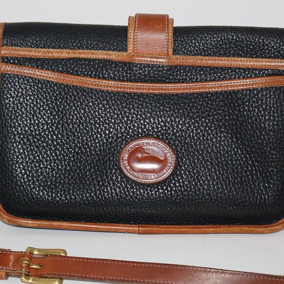 Dooney & Bourke Black Brown All Weather Leather Equestrian Shoulder Bag - Picture 12 of 16